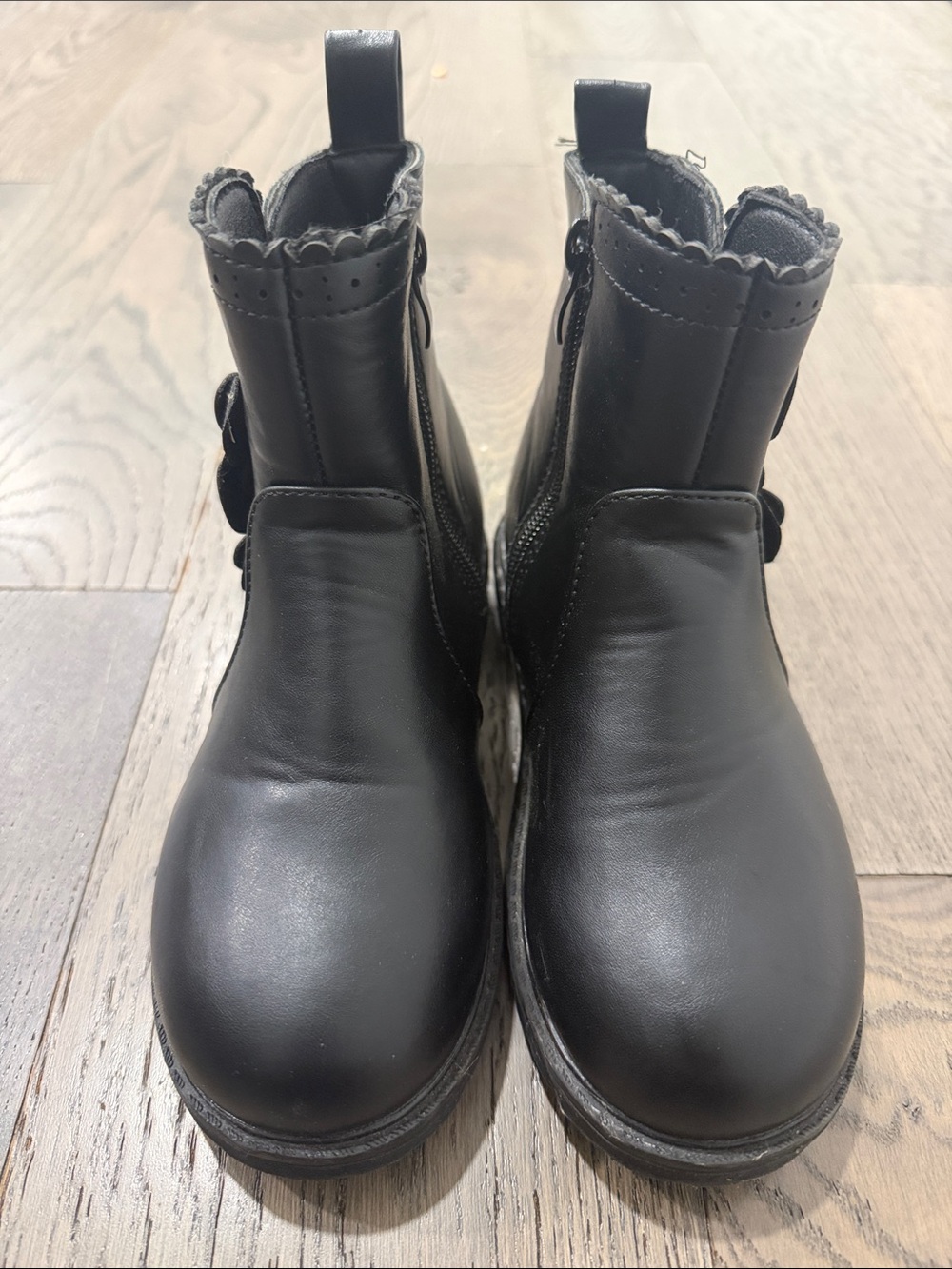 Kids Black Leather Ankle Boots - Classic Zip Closure